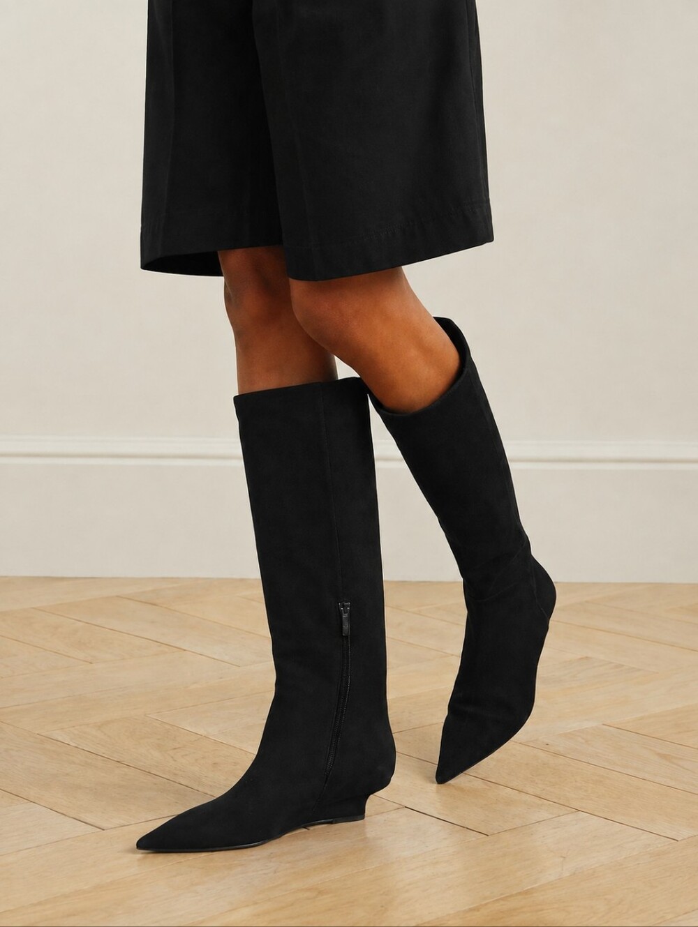Toteme Sharp 40 Black Suede Knee High Boots Size 41/US 11